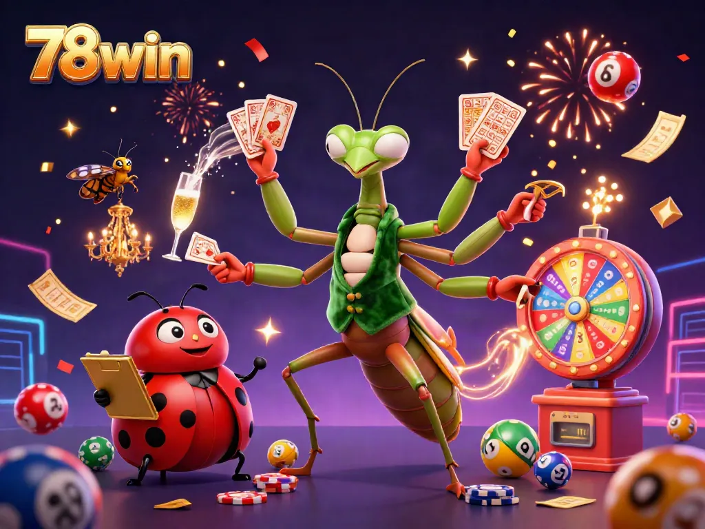 Experience the excitement of 78win with dynamic casino visuals and engaging characters in action.