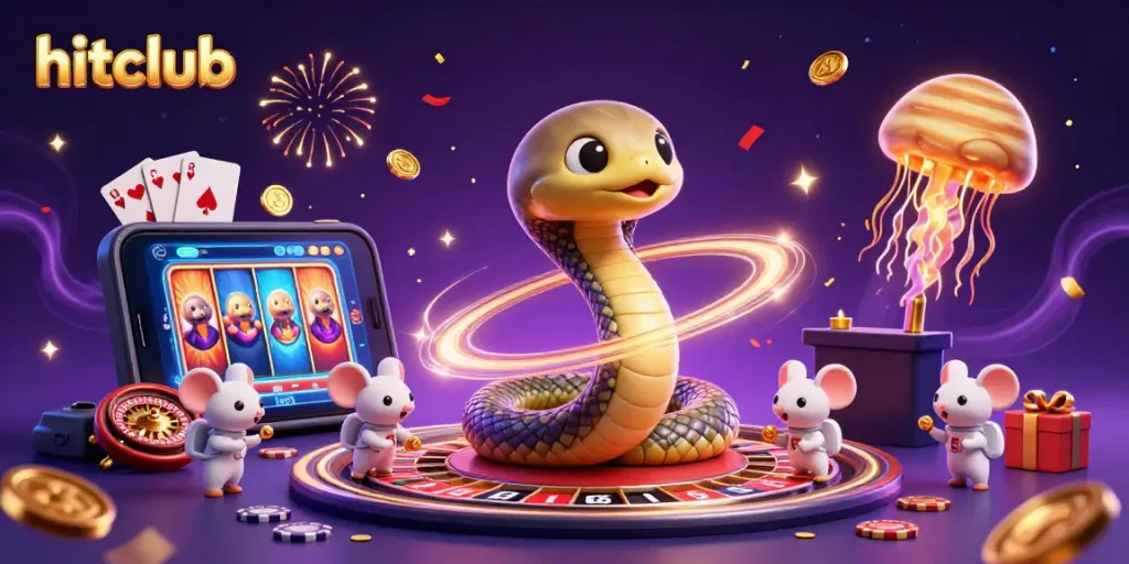 Experience exhilarating gameplay at hitclub with a vibrant cosmic casino scene, featuring dynamic roulette and slot games.