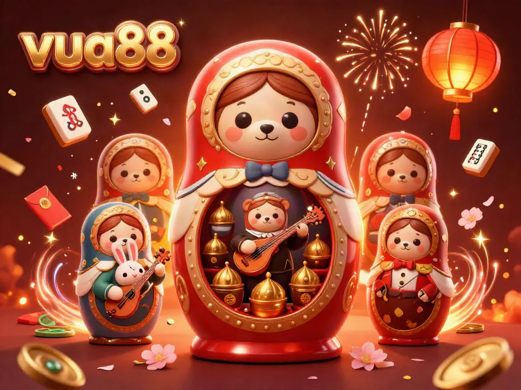 Experience vivid gaming action with the lively scene of vua88, featuring engaging characters and dazzling casino elements.