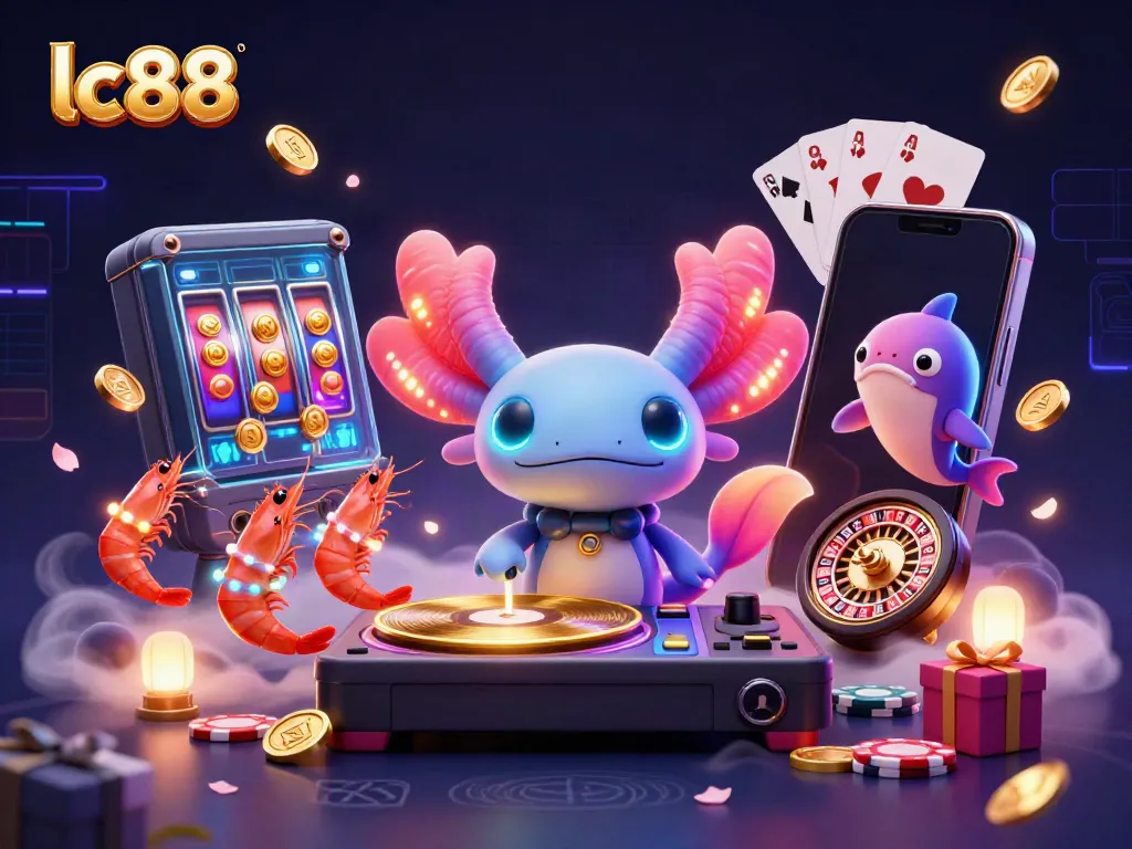 Spin colorful slot reels with lc88 strategy in a vibrant underwater casino scene, featuring dancing characters.
