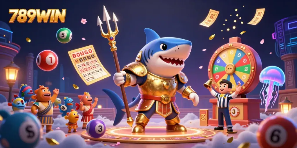 Experience thrilling gaming action with 789WIN's colorful lottery and casino scene, featuring dynamic elements and a vibrant underwater universe.