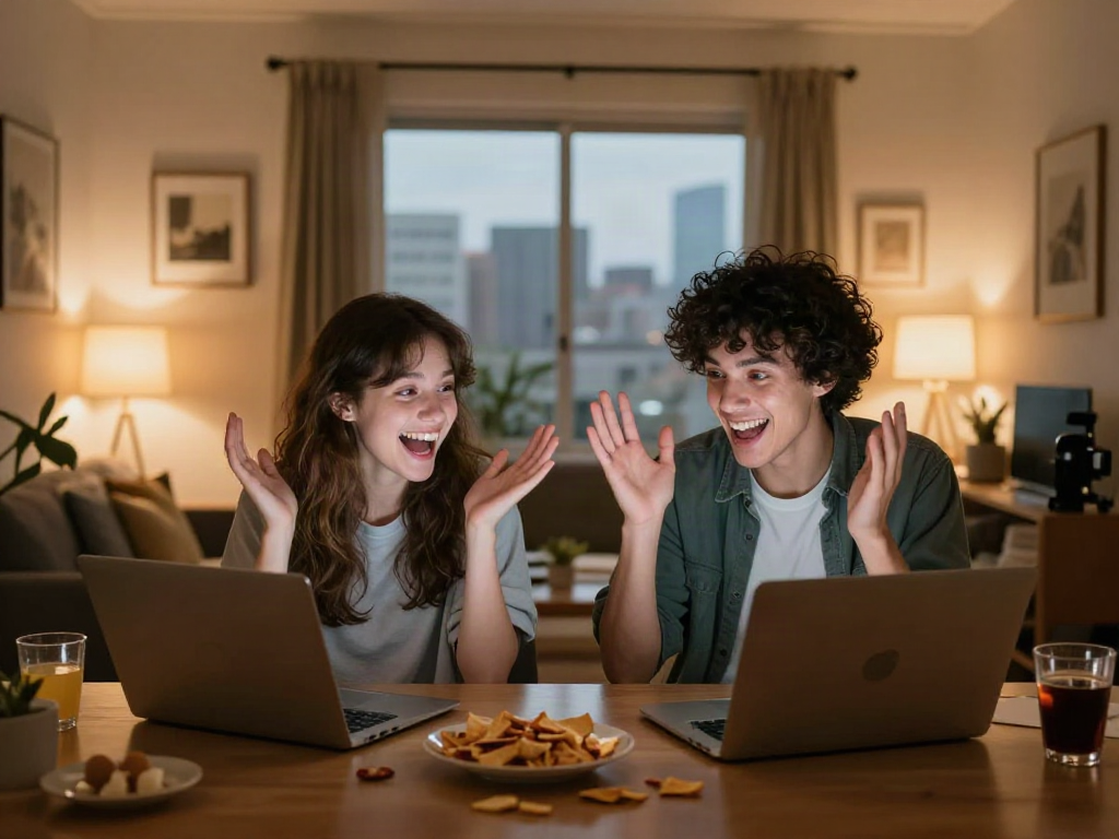 Engaging in nsfw chat while relaxed at home, showcasing cozy virtual connection.