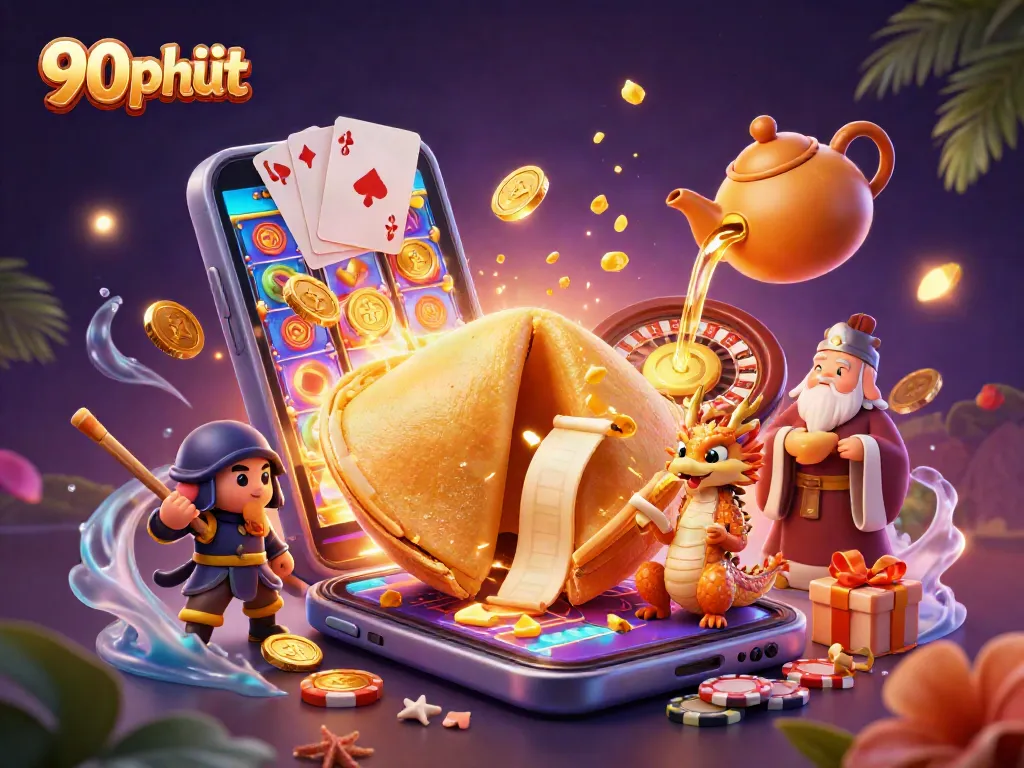 Engage in thrilling gameplay at 90phut, featuring golden coins and vibrant interactive casino elements.
