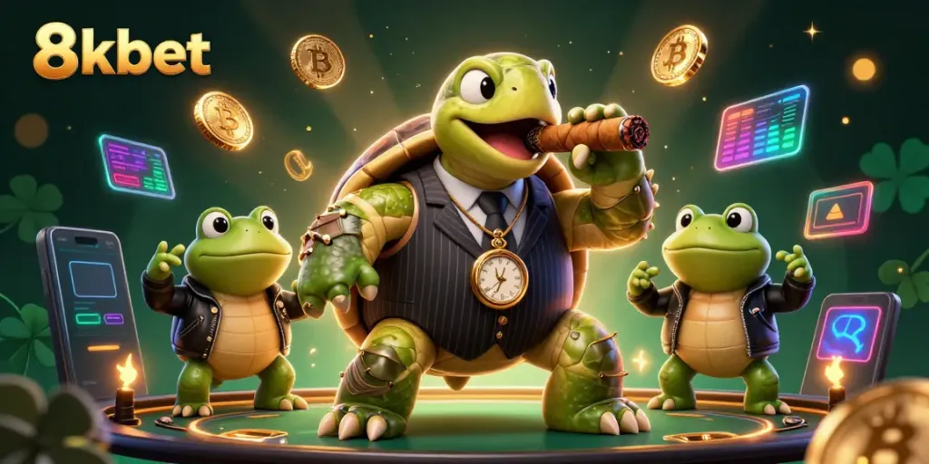 Play with 8xbet's immersive casino experience featuring vibrant characters and crypto elements.