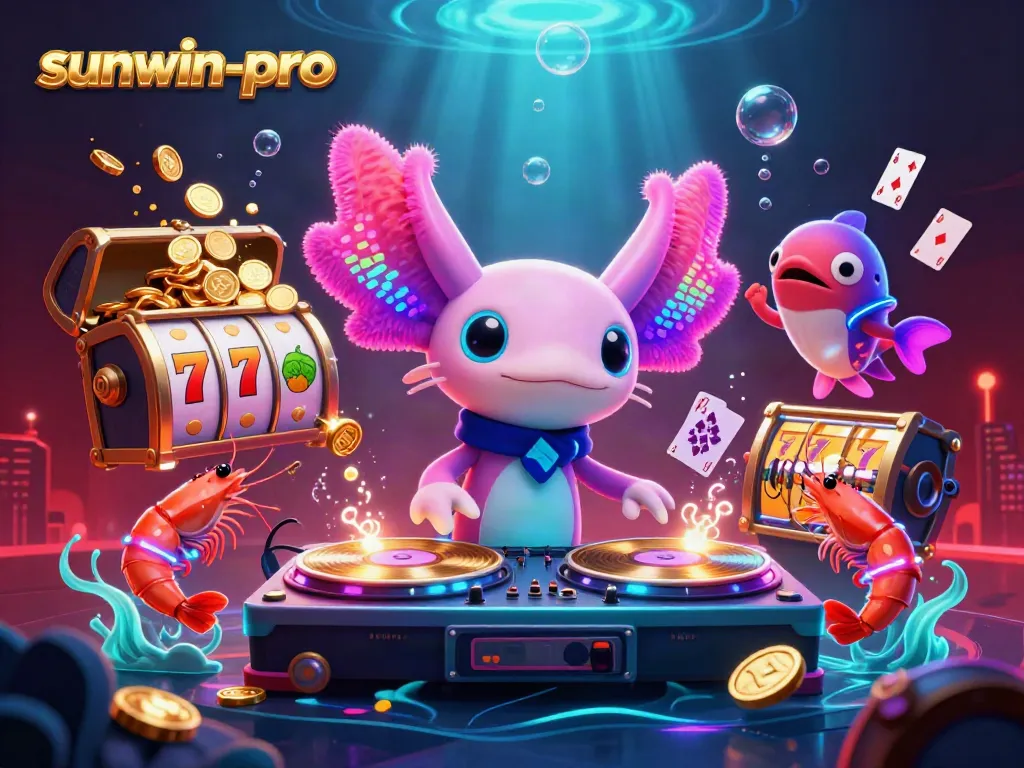 Engage in thrilling gameplay with sunwin-pro, featuring vibrant underwater casino elements and characters.
