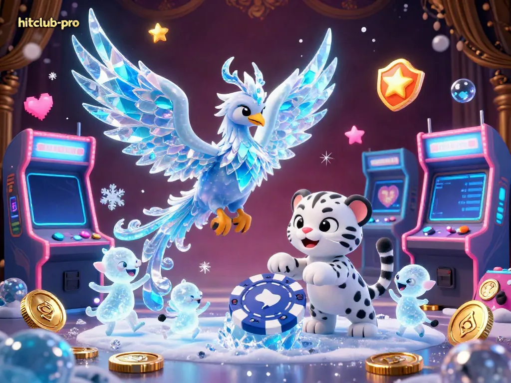 Engage with hitclub-pro by enjoying vibrant casino games in a lively 3D interactive illustration.