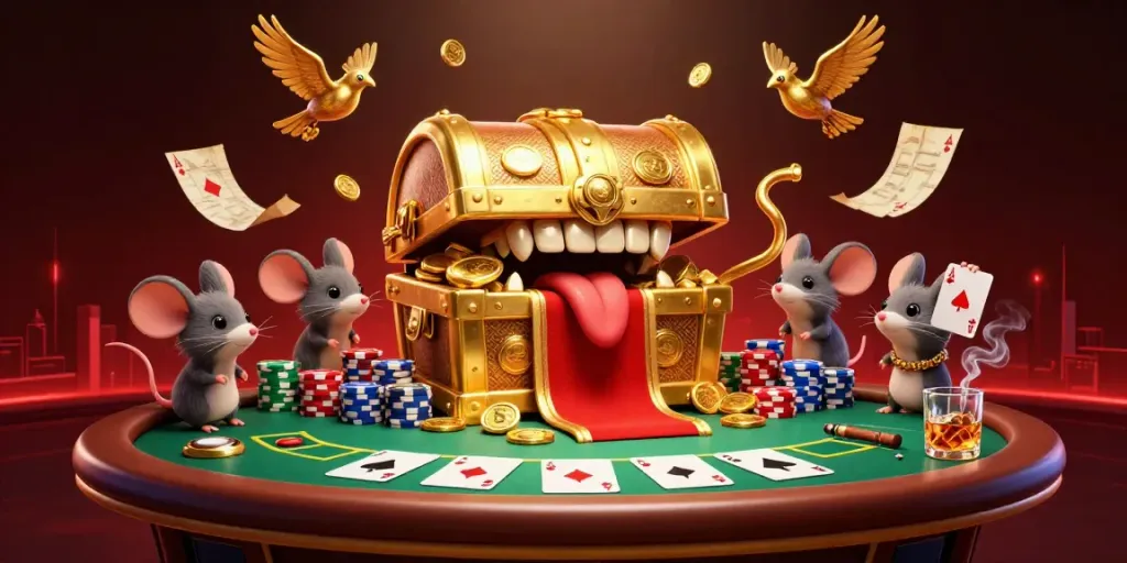 Join the thrill of winning with anakpion's vibrant 3D casino adventure, featuring a treasure chest and poker elements.