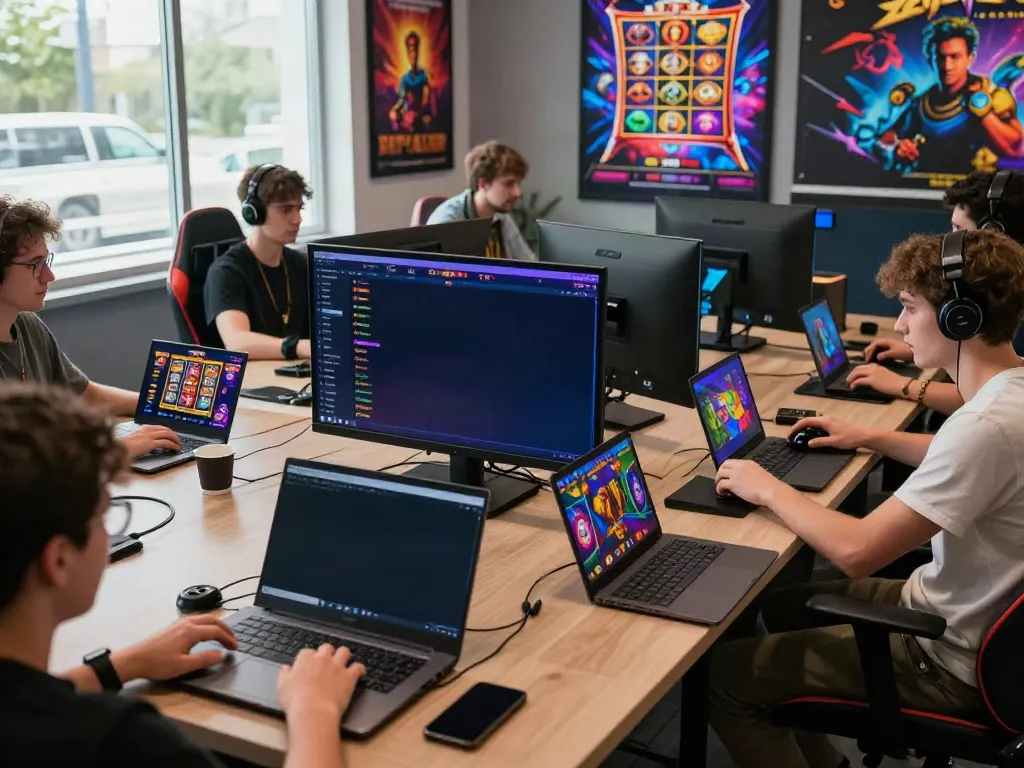 Sapporo88 players enjoying a vibrant online gaming experience in a modern lounge.