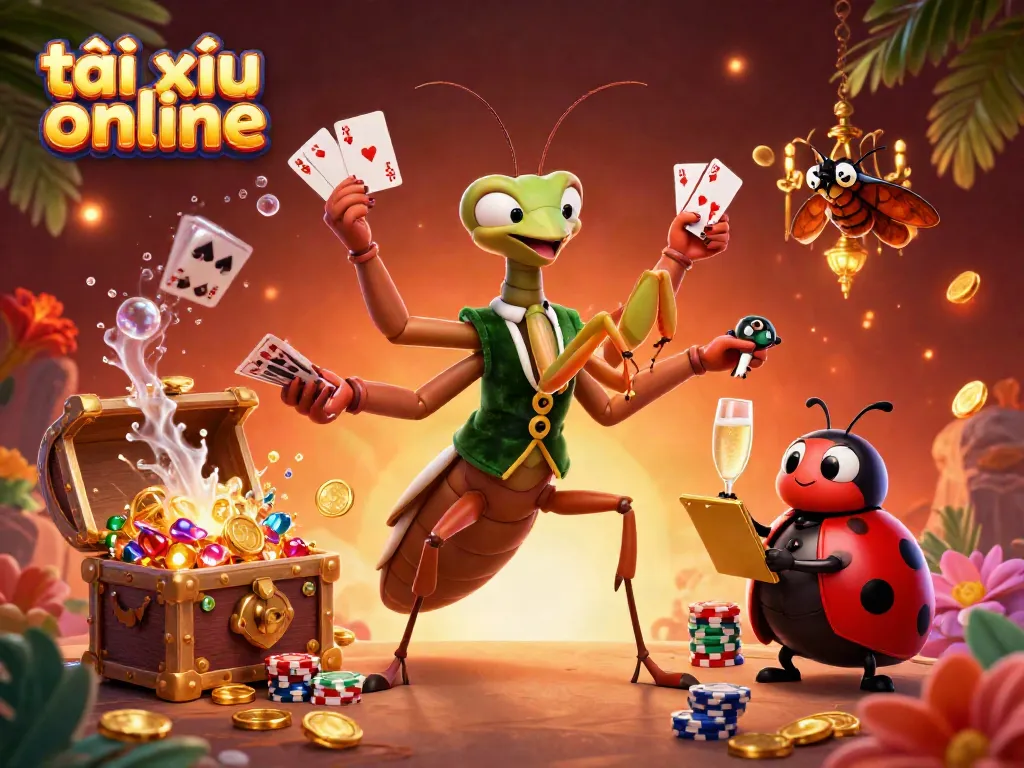 Experience thrilling gameplay with dynamic elements in this tài xỉu online illustration featuring vibrant casino action.