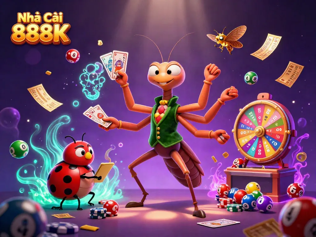 Engage in thrilling games at Nhà Cái 888K with vibrant characters and dynamic casino elements.