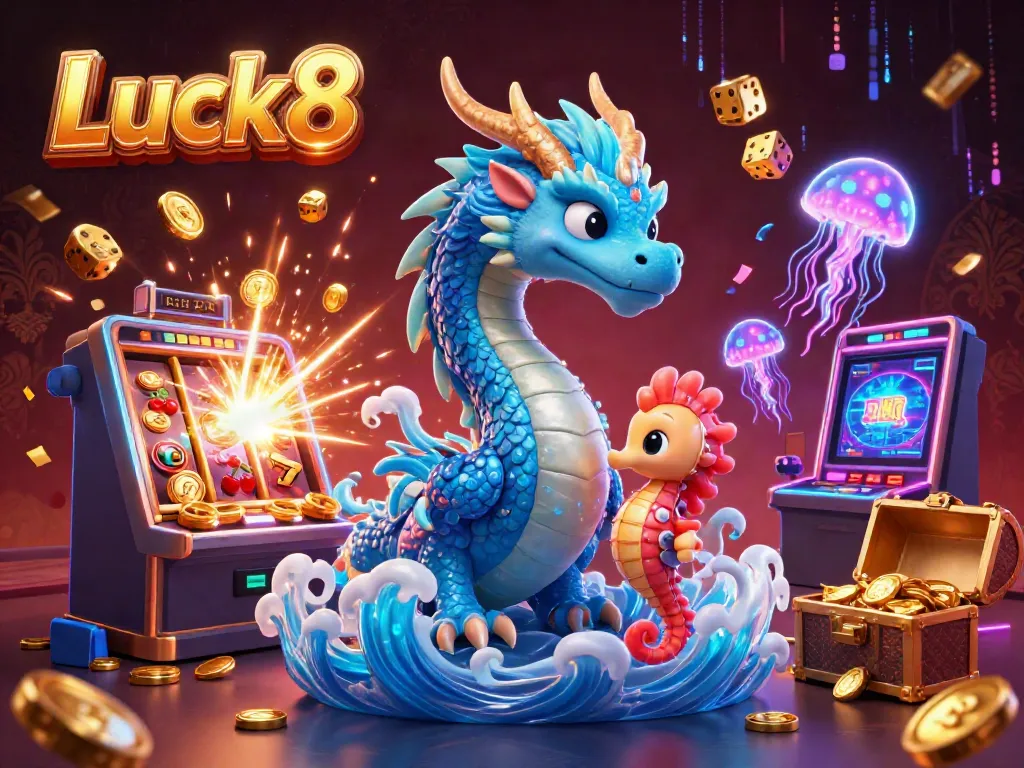 Experience the excitement of Luck8 with casino adventures featuring a majestic dragon and thrilling slot action.