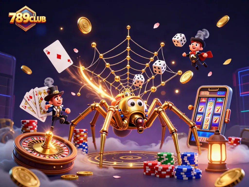 Engage with thrilling games at 789CLUB featuring golden chains, poker chips, and captivating casino elements.