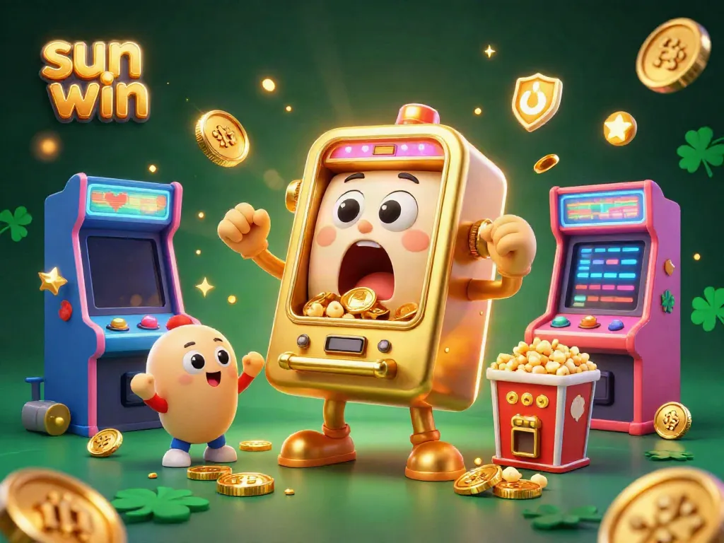 Winning big with Sun Win's golden slot machine and cheering baby slots.