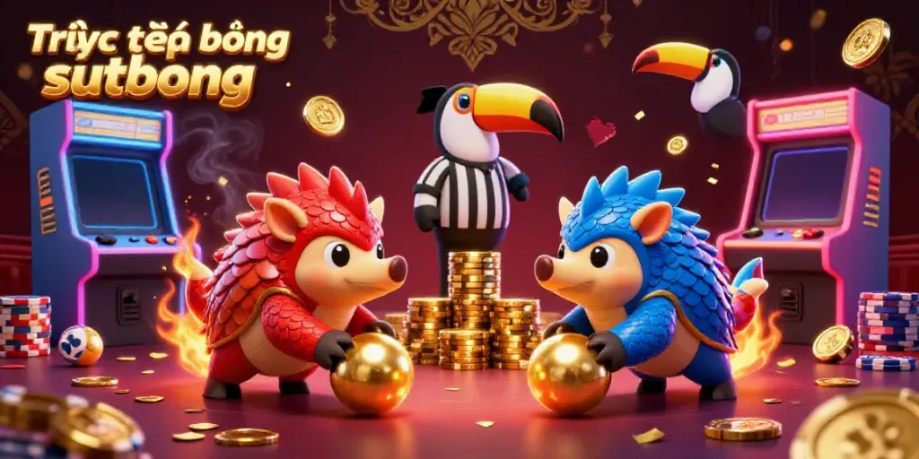 Experience Trực tiếp bóng đá sutbong with vibrant pangolins rolling golden balls amidst casino elements.