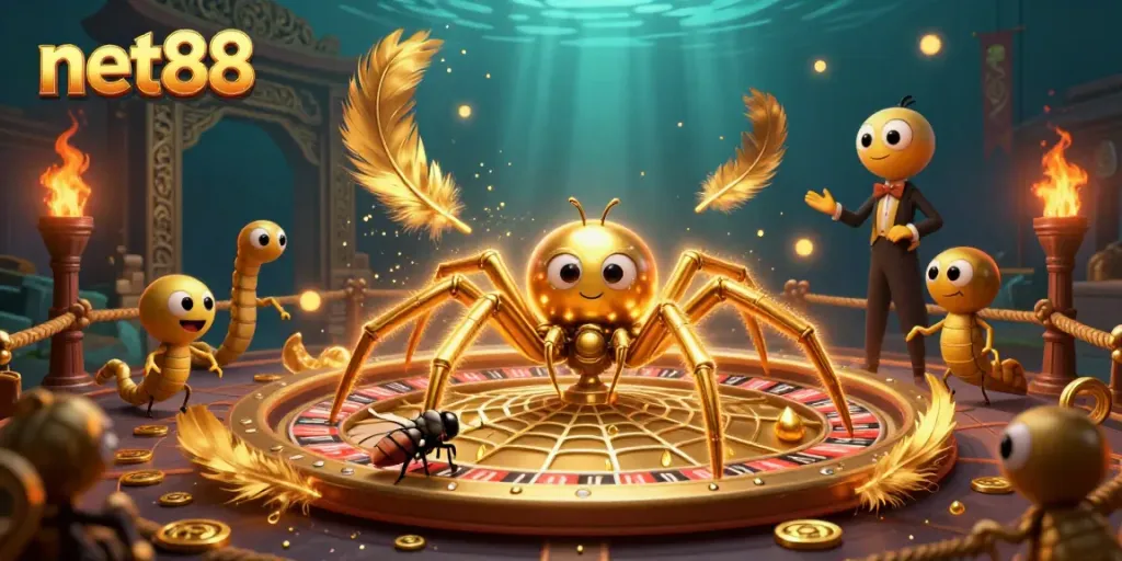 Experience net88's unique online casino atmosphere with an engaging roulette scene featuring captivating characters.